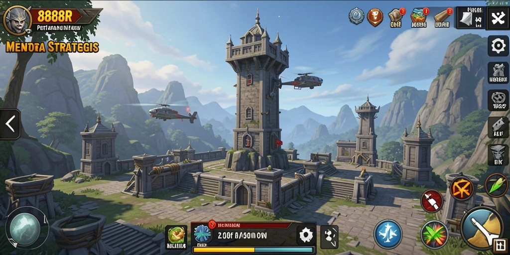 Tampilan permainan Tower Defense yang mendebarkan dan penuh strategi.