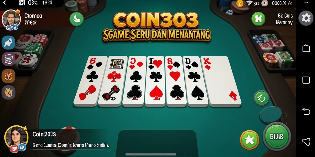 Tampilan gameplay seru di COIN303, aksi domino yang mendebarkan.