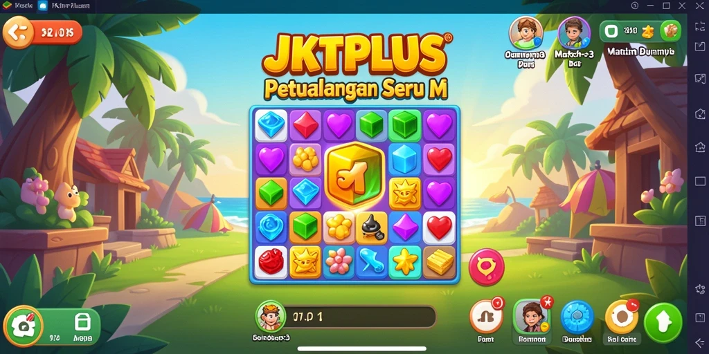 Tampilan gameplay JKTPLUS yang penuh warna dan menarik.