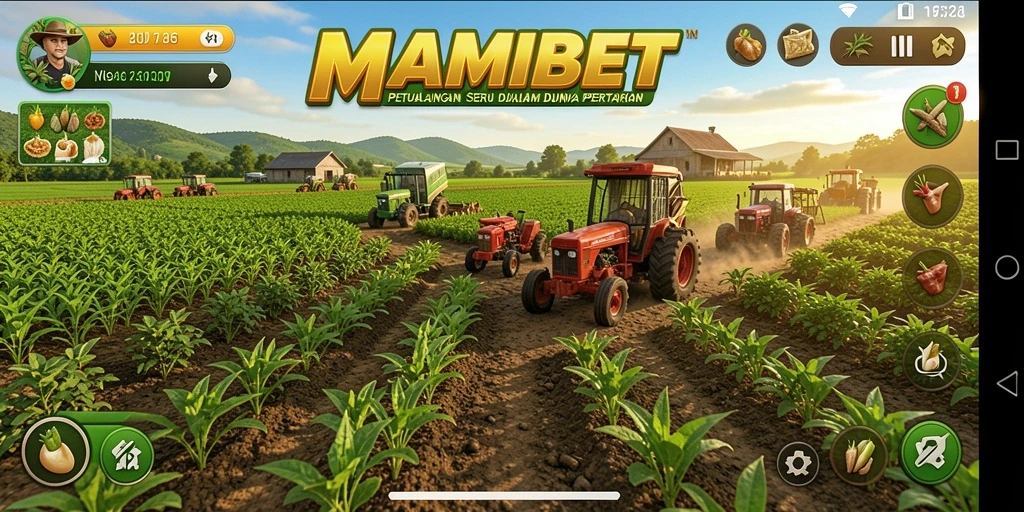 Tampilan gameplay MAMIBET menampilkan aktivitas pertanian yang seru.