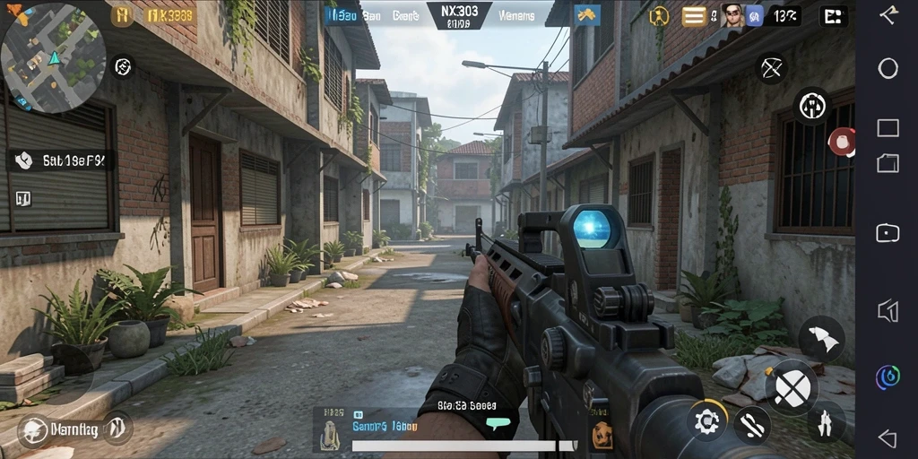 Screenshot utama NX303 menampilkan aksi seru dalam permainan FPS.